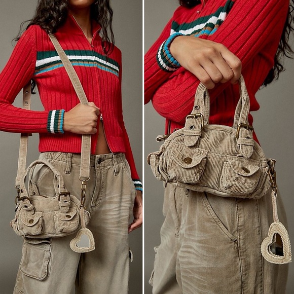 BDG Y2K Mini Corduroy Duffle Bag in Tan - Picture 1 of 5